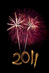 Image showing Fireworks and 2011 in sparklers