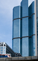 Image showing High-rise building and sky-train in Bangkok