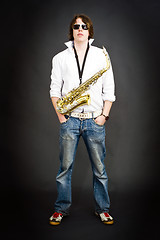 Image showing Cool saxophonist