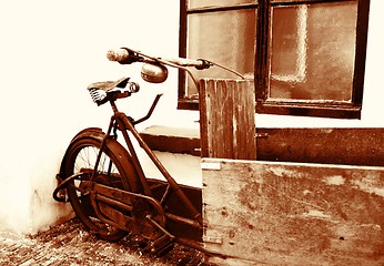 Image showing Vintage workbike in sepia