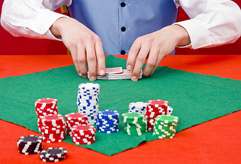 Image showing Shuffling cards