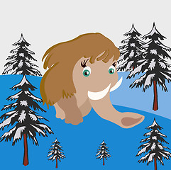 Image showing Mammoth goes on snow wood