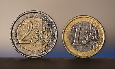 Image showing 1 and 2 Euro Coins