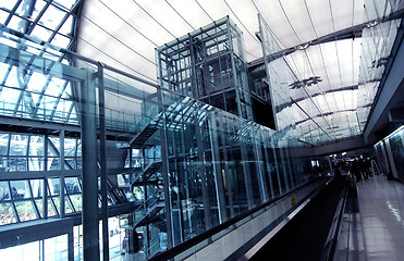 Image showing airport moving walkway