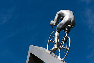 Image showing Cycling in the ascent of a hill