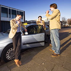 Image showing Colleague taxi drivers