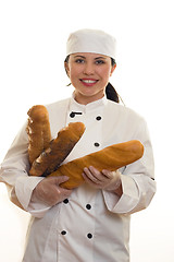 Image showing Girl with bread sticks