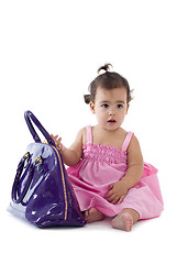 Image showing cute little girl with purse