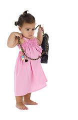 Image showing cute little girl with purse