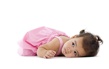 Image showing little girl laying down on the floor