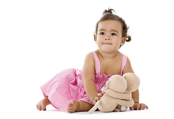 Image showing cute little girl with cuddly