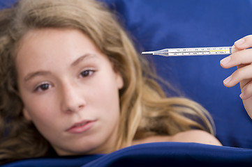 Image showing girl sick in bed