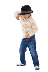 Image showing cute little boy dancing