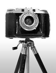 Image showing Retro Camera attached to tripod