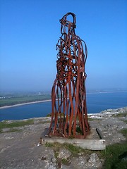 Image showing steel man on Llanbedrog cliffs