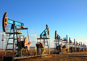 Image showing working oil pumps in row