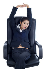 Image showing exhausted attractive businesswoman