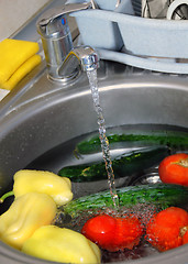 Image showing Washing vegetables