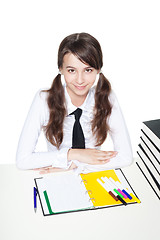 Image showing Teenage girl at school desk