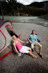 Image showing Couple Relaxing while Camping