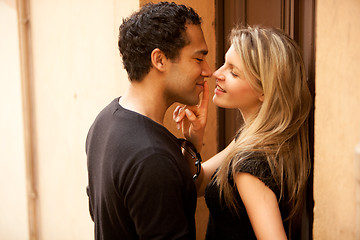 Image showing Flirt Couple Kiss