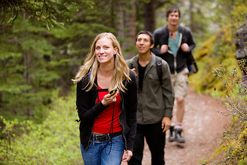 Image showing Woman with GPS in Forest