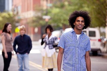 Image showing Attractive African American male in a City Street