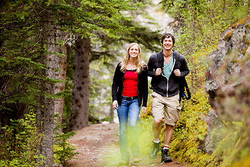 Image showing Camping  Hiking Man and Woman