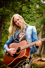 Image showing Hippy Woman with Guitar