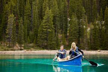 Image showing Couple Portrait in Canoe