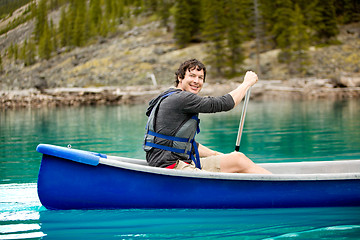 Image showing Man Canoe Portrait