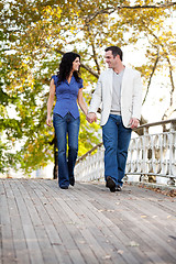 Image showing Couple Walk Bridge