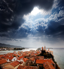 Image showing Medieval Town Dramatic Sky