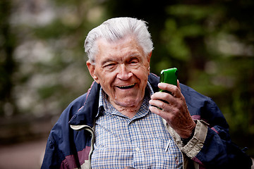 Image showing Old Man with Cell Phone