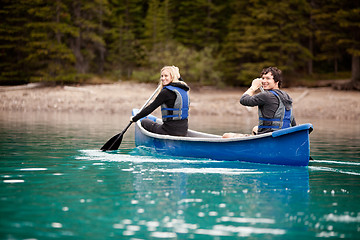 Image showing Canoe Adventure in Lake