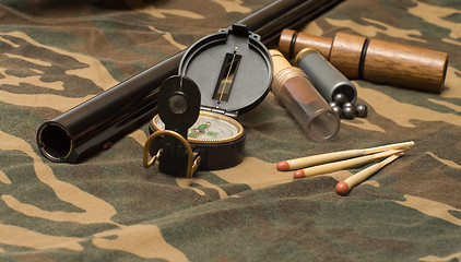 Image showing The hunting still-life.