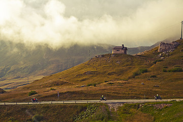 Image showing Motor bikes in Dolomites