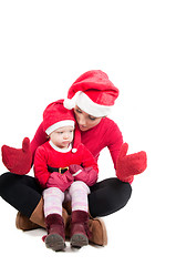 Image showing Santa mother and daughter in studio