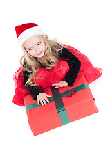 Image showing Baby girl dressed up for Christams