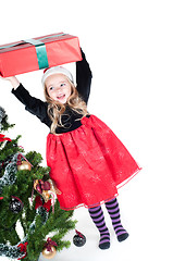 Image showing Baby girl dressed up for Christams