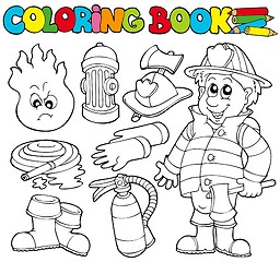 Image showing Coloring book firefighter collection