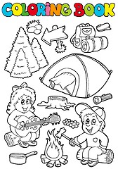 Image showing Coloring book with camping theme