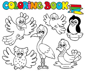 Image showing Coloring book with cute birds 1