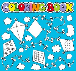 Image showing Coloring book with various kites