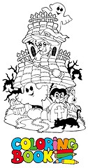 Image showing Coloring book with haunted house