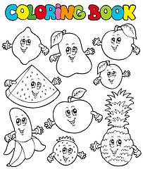 Image showing Coloring book with cartoon fruits 1