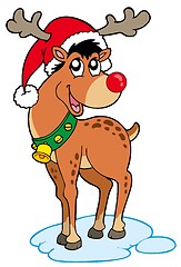 Image showing Reindeer in Christmas hat