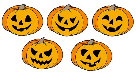 Image showing Various Halloween pumpkins