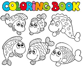 Image showing Coloring book with crazy fishes