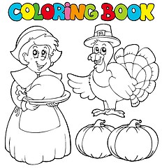 Image showing Coloring book Thanksgiving theme